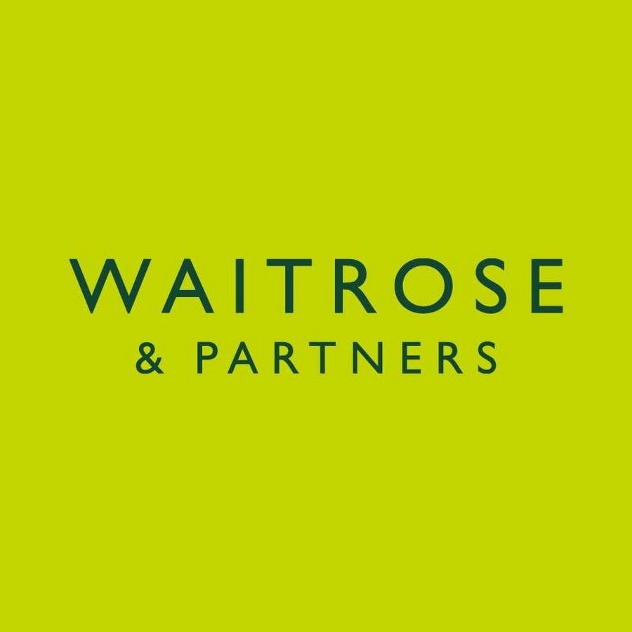 The waitrose and partners logo is on a yellow background
