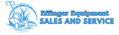 A blue logo for effinger equipment sales and service