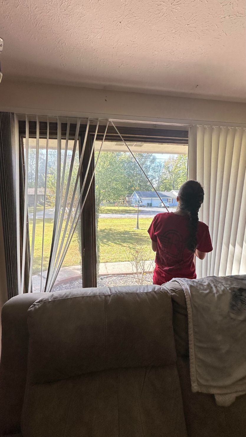 A Simmonds family member installs vertical blinds - simmonds blinds drapes, ky