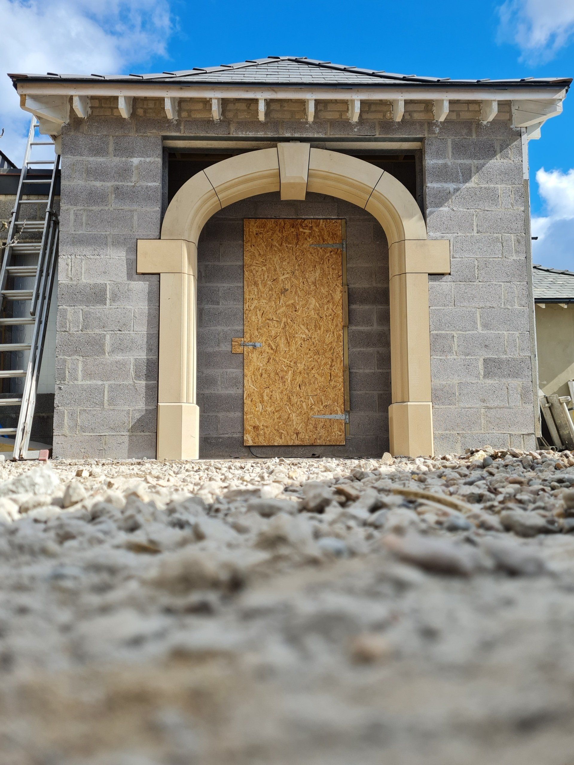 Derbyshire sandstone arch doorway