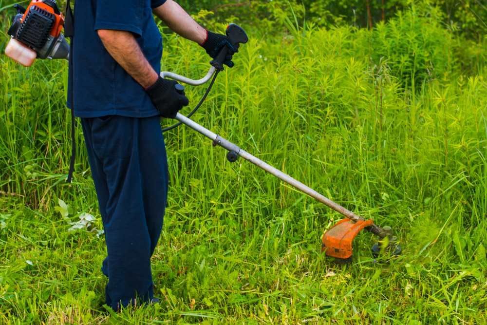 A Man is Using a Lawn Mower to Cut Grass in a Field — Collis Care In Dundowran, QLD