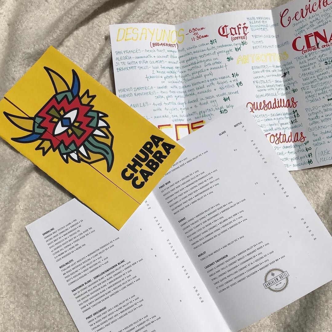 Yellow Chupacabra Menu, Open to Display Food Items and Pricing — Digi Print Pro in Bangalow, NSW