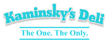 The logo for kaminsky 's deli is blue and white and says `` the one , the only . ''