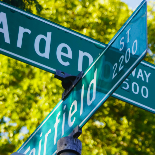 Street sign located on a street in Fairfield, CT