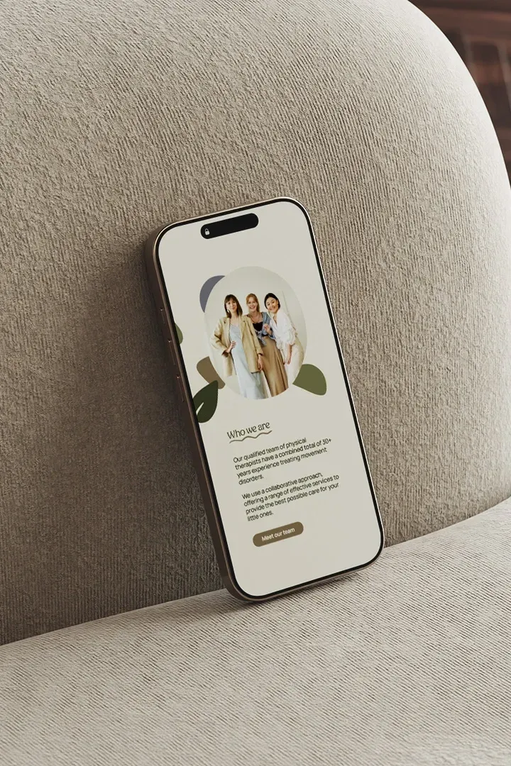 Little Limbs Physiotherapy website design on mobile view, physiotherapy marketing project