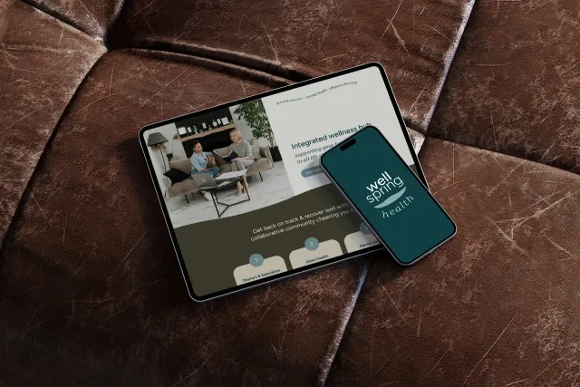 Wellspring Health Wellness website design on tablet and mobile view, health marketing project