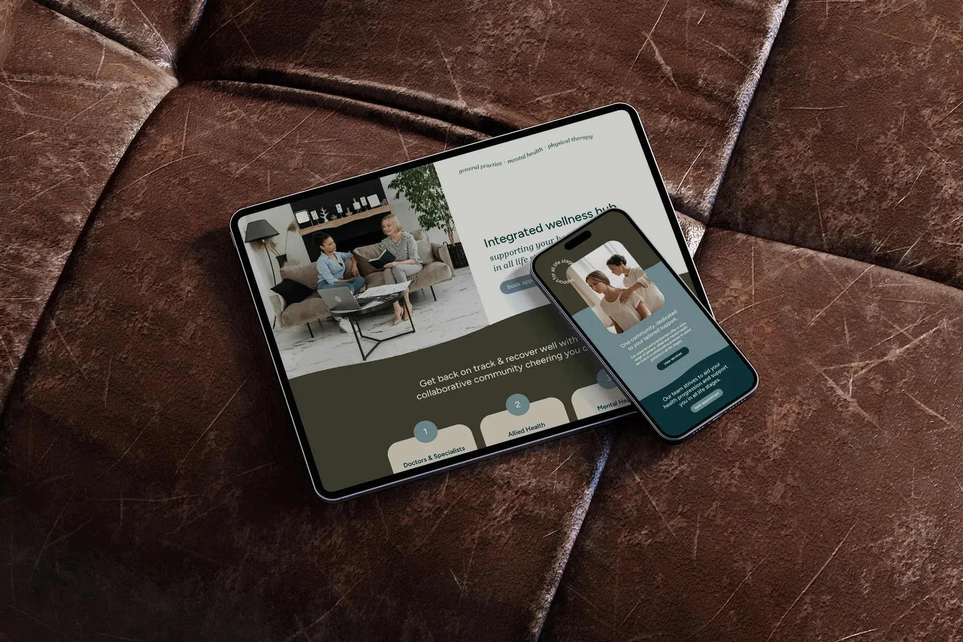 Wellspring Health Wellness website design on tablet and mobile view, health marketing project