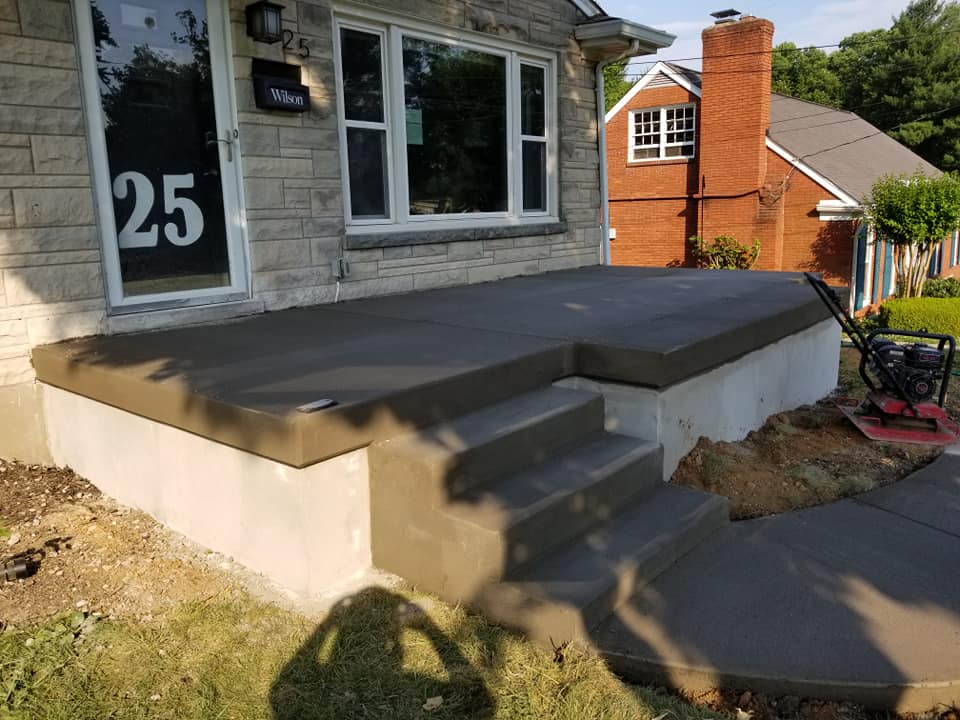 Porch Pathway Construction — Newly Build Porch Sidewalk in Side View in Louisville, KY
