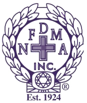 FDMA Inc. logo with wreath and cross, established in 1924.