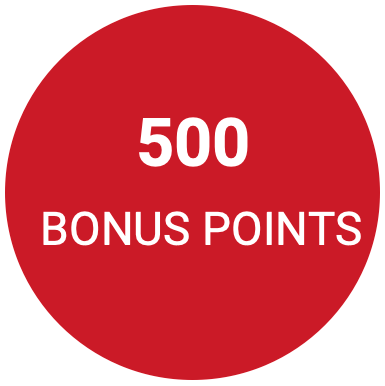 A red circle with the words 500 bonus points on it