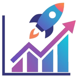 Cartoon rocket taking off over business growth graph