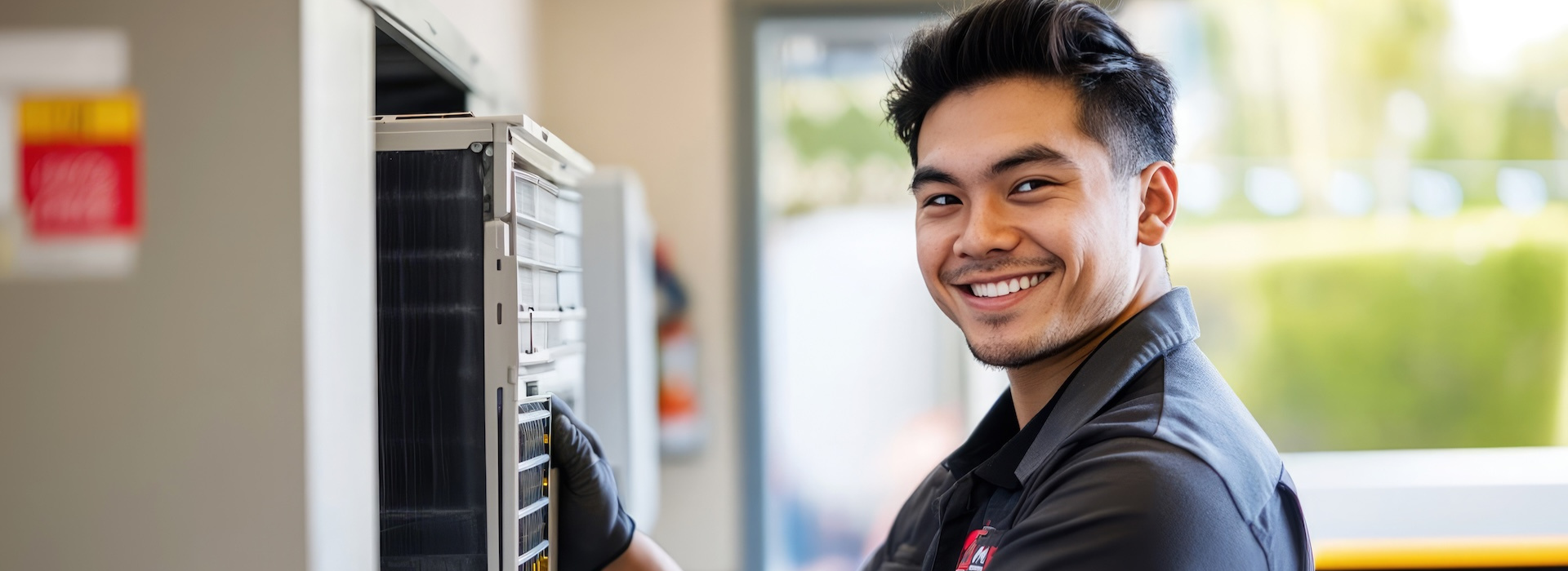 HVAC contractor maintaining a HVAC system
