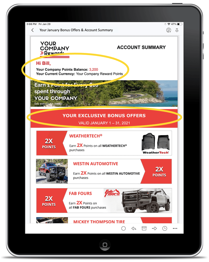 A tablet is open to a page that says `` your exclusive bonus offers ''.