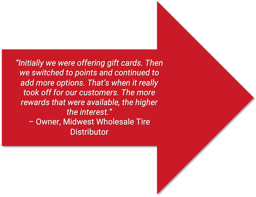 A red arrow points to a quote from a midwest wholesale tire distributor