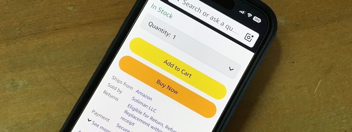Smartphone displaying amazon order
