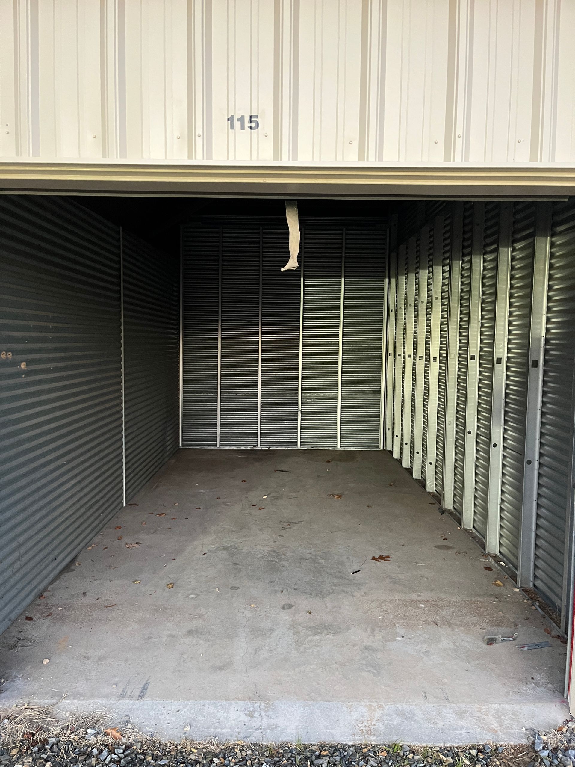 open storage unit displaying inside of unit