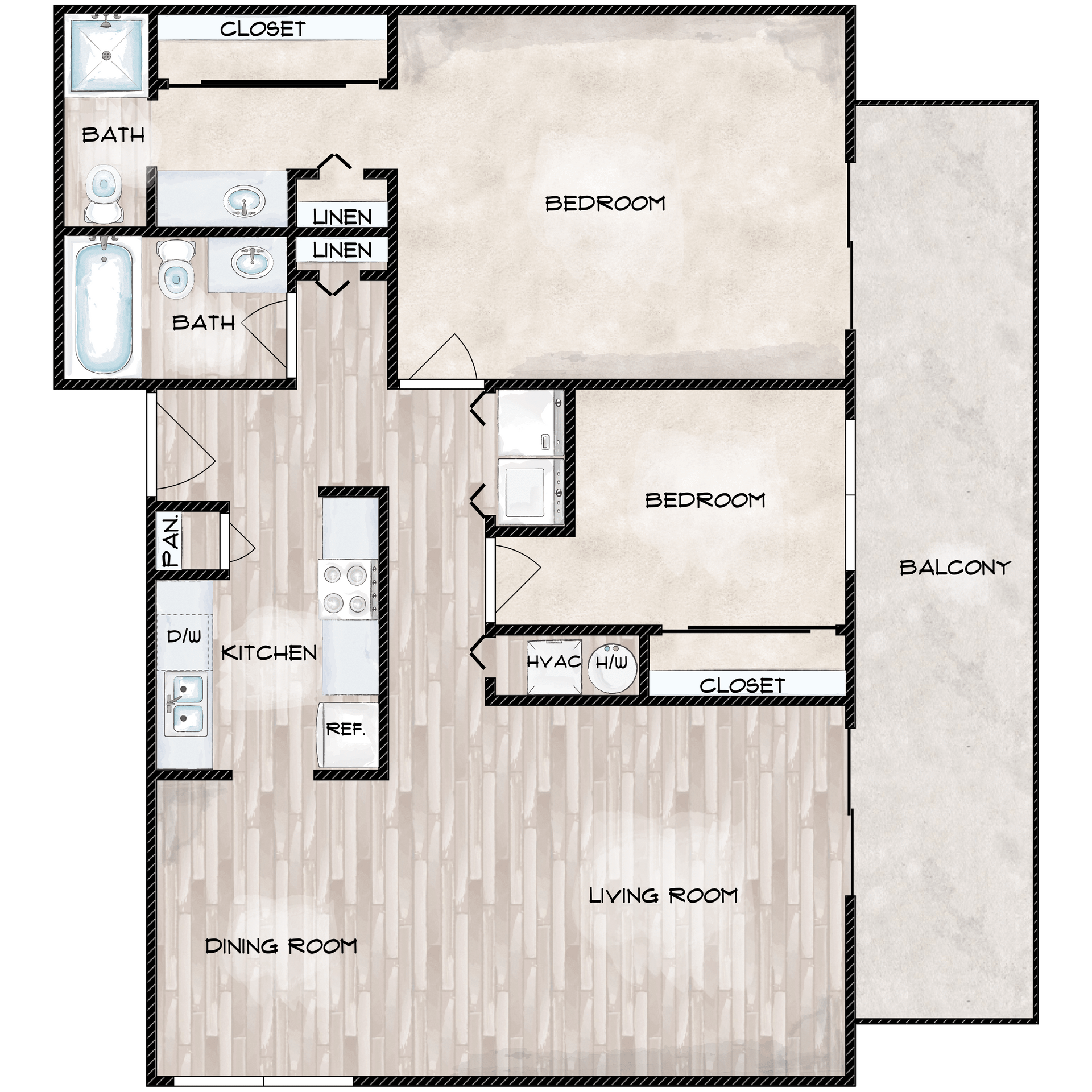 Floor Plan: 2 Bedroom · 2 Bathroom