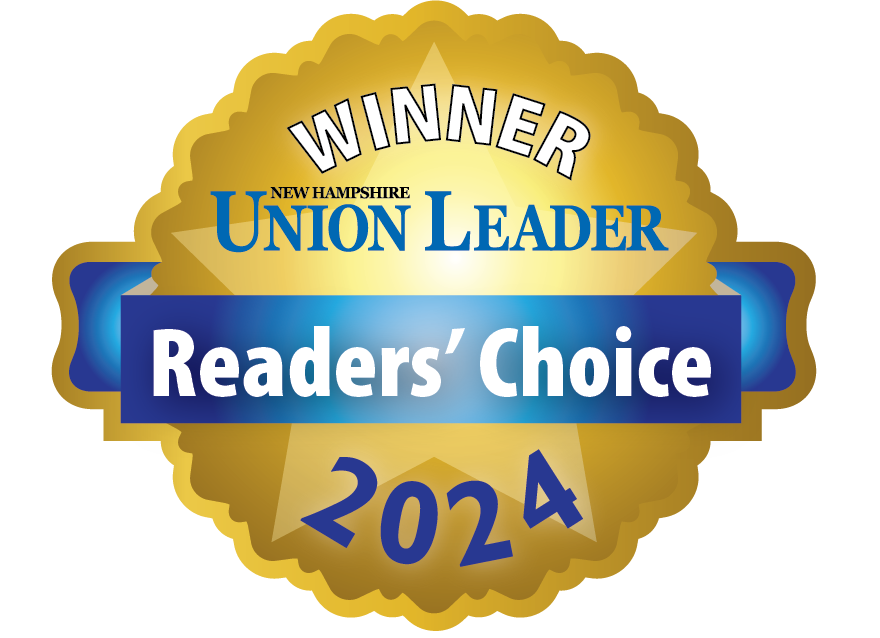 Winner of the New Hampshire Union Leader Readers' Choice award, gold and blue badge,