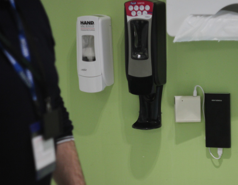 Photo of the Hy-Genie hand hygiene monitoring solution prototype