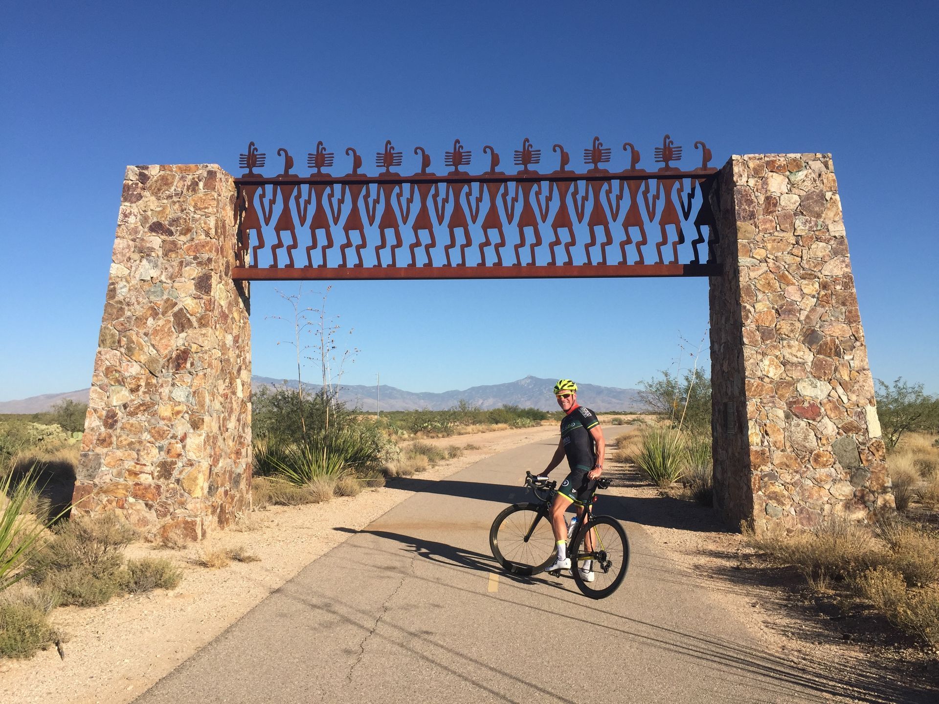 Road cyclist on path in Arizona