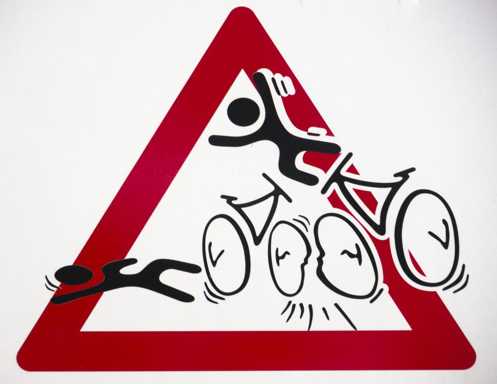 Cartoon of two bicycles colliding