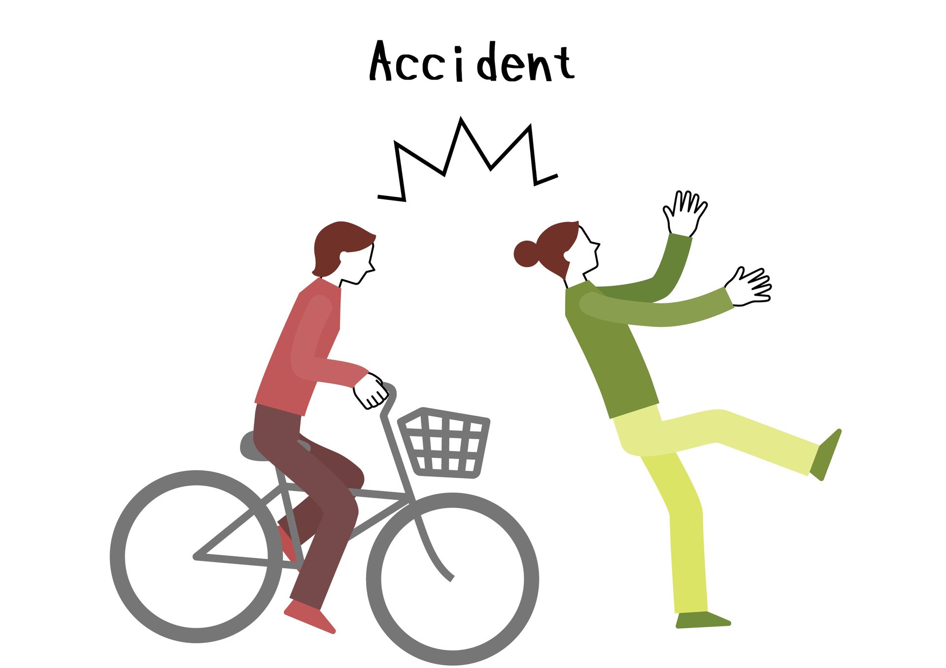 Cartoon of Bicycle and Pedestrian colliding