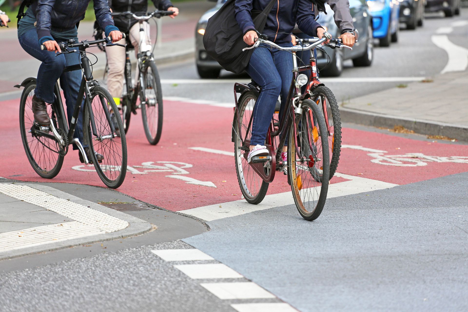 Vision Zero Protected bicycle lane in Germany with bicyclists