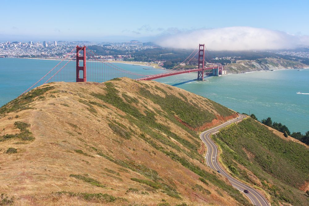 Marin Headlands with view of Golden Gate Bridge