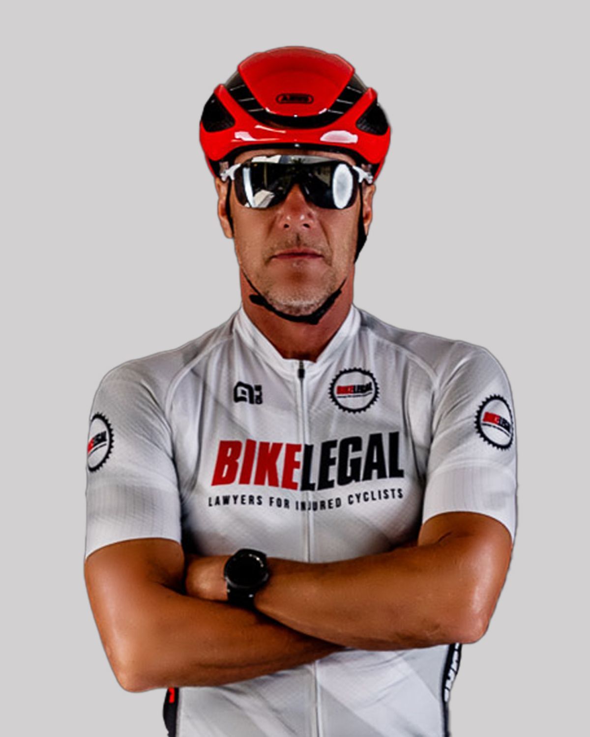 Mark Strohman, Chief Operations Officer at Bike Legal wearing cycling jersey and helmet
