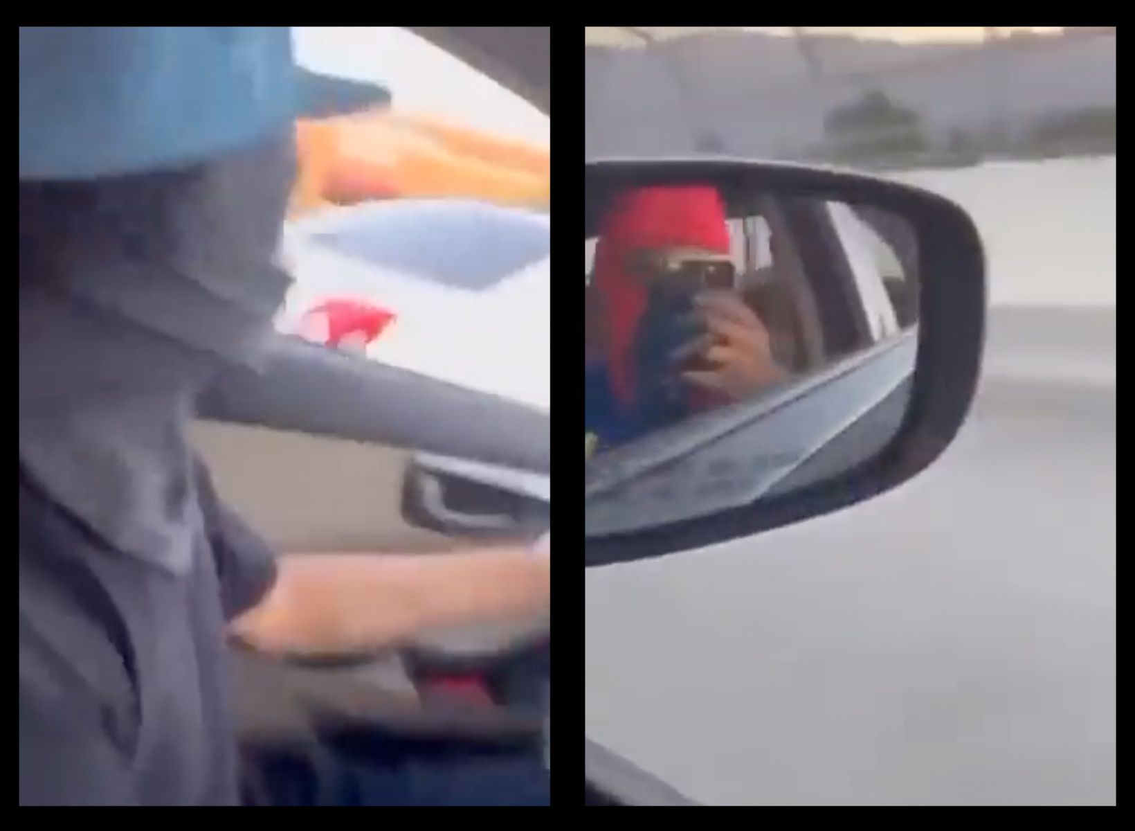 Images of driver in car intending to run over cyclist