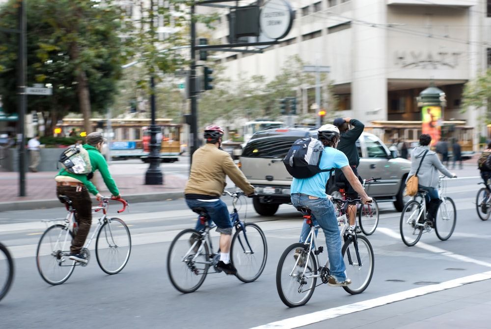 bicycle riders riding on the street in San Francisco