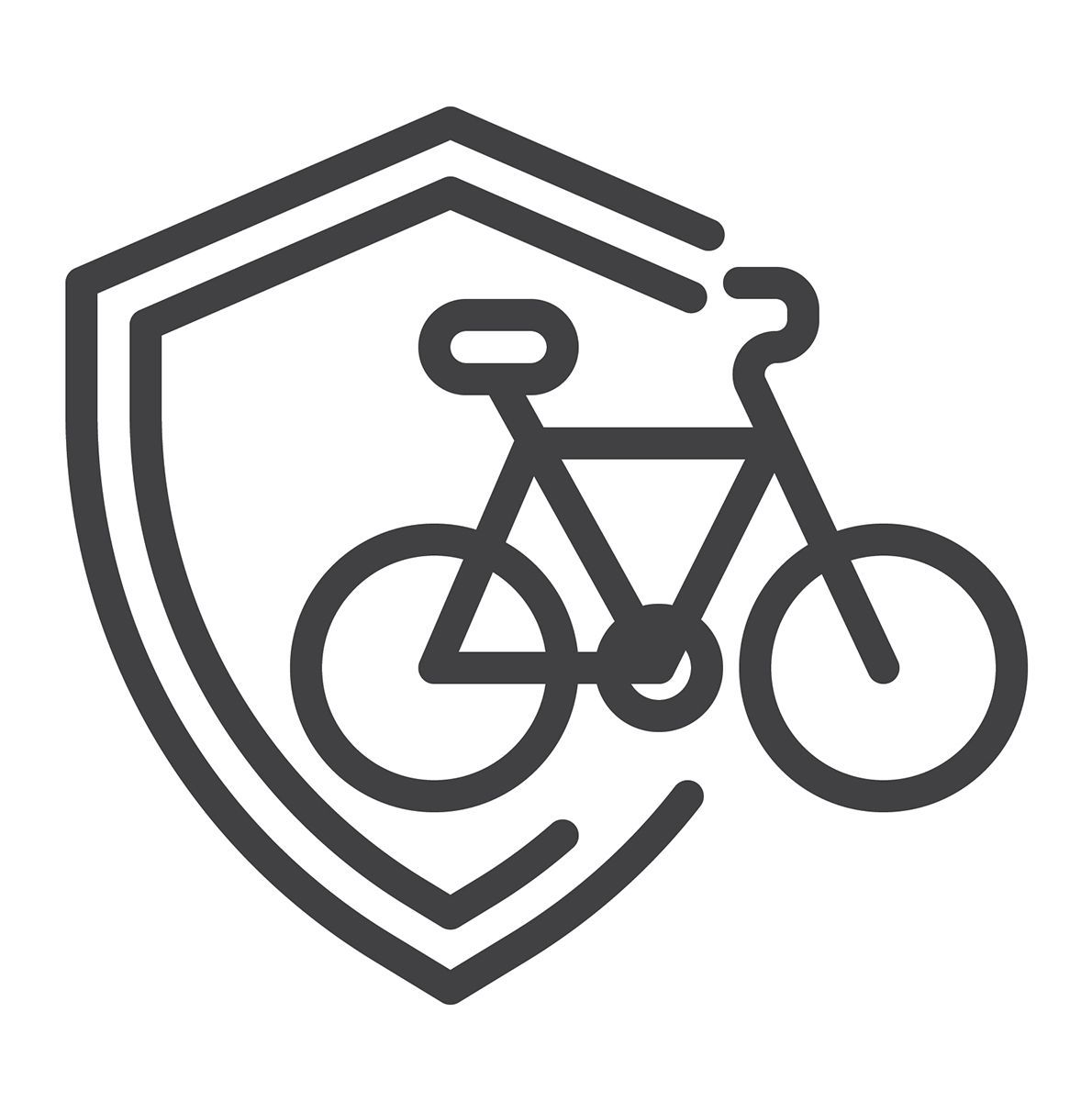 Cartoon of bicycle with insurance shield