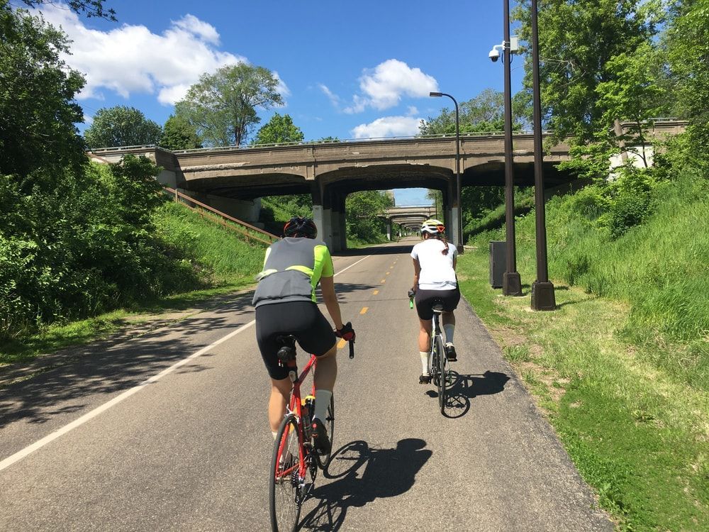 cyclists riding a trail in Minneapolis