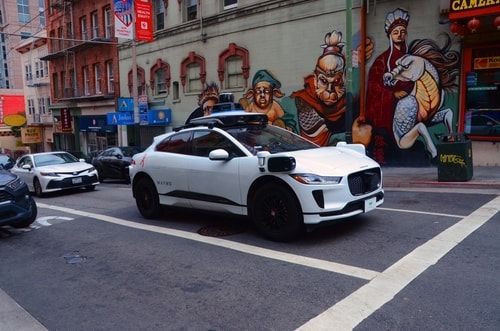 Jaguar self driving car in San Francisco