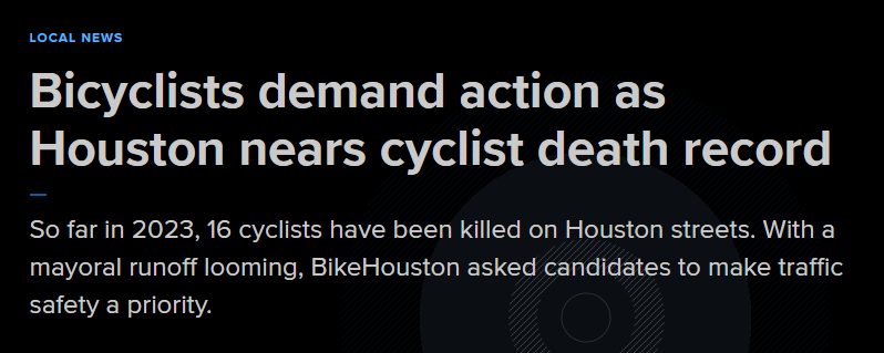 khou.com news article - Bicyclists demand action