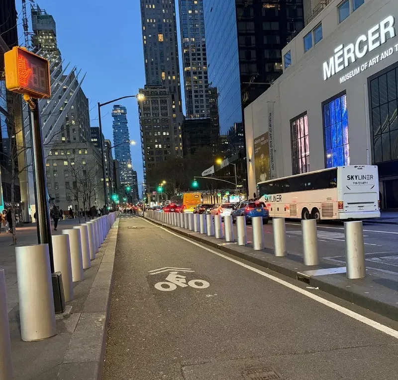 New York City protected bicycle lane - cycle track in lower Manhattan
