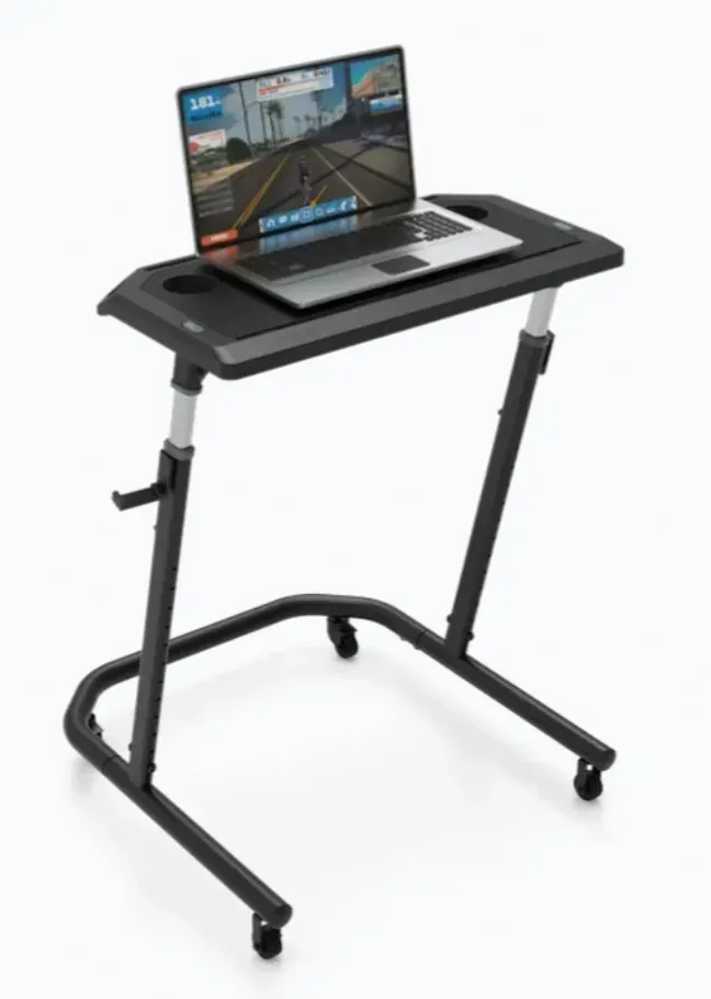 Wahoo Indoor cycling desk stand with computer on it