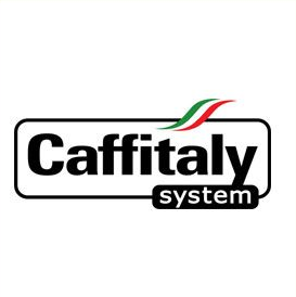 Logo Caffitaly: testo nero in un riquadro bianco con la bandiera italiana verde, bianca e rossa. 