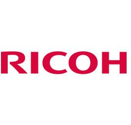 Logo RICOH in testo rosso su sfondo bianco.