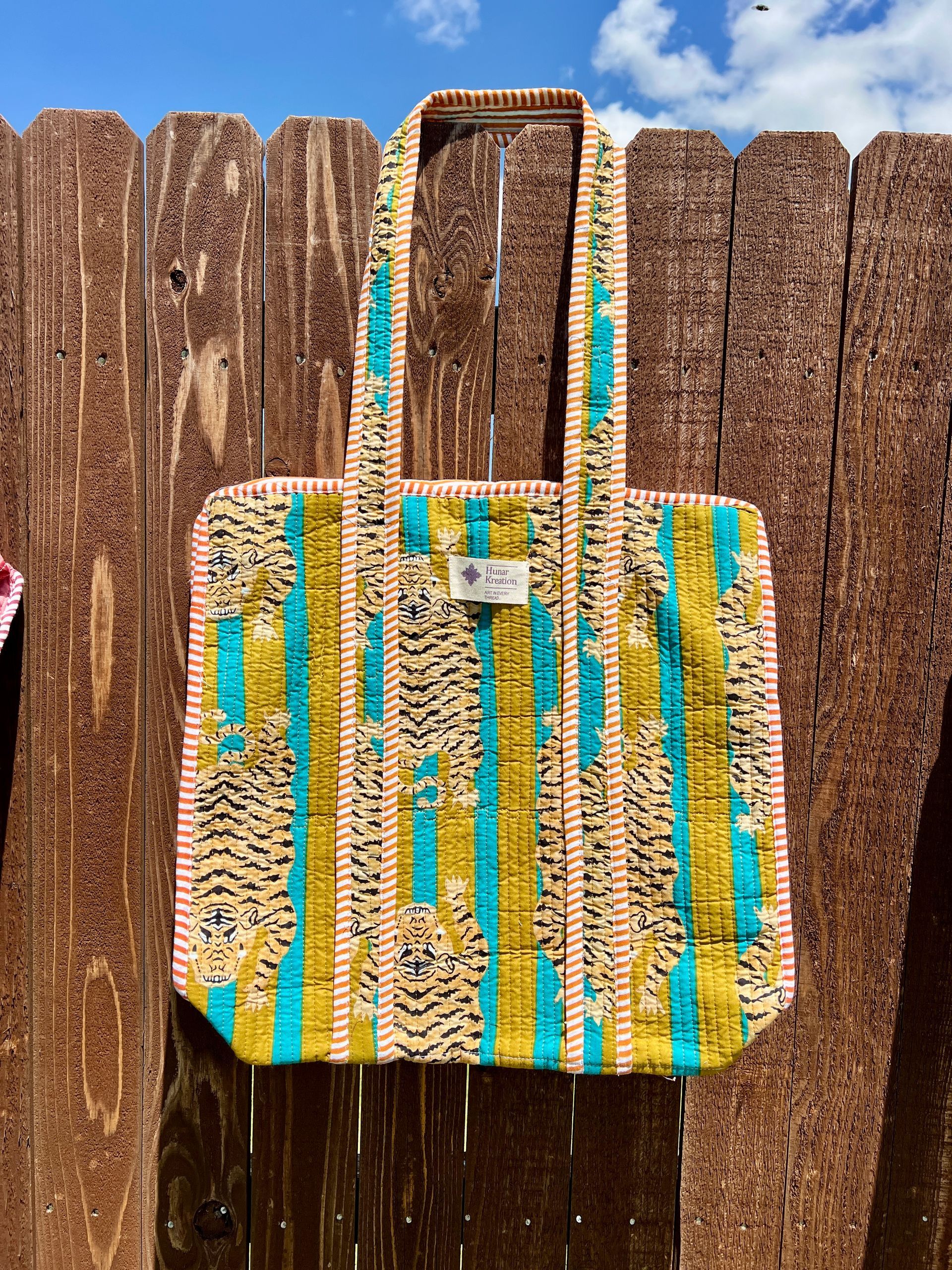 Large - Tiger Striped Double colored Tote Bag