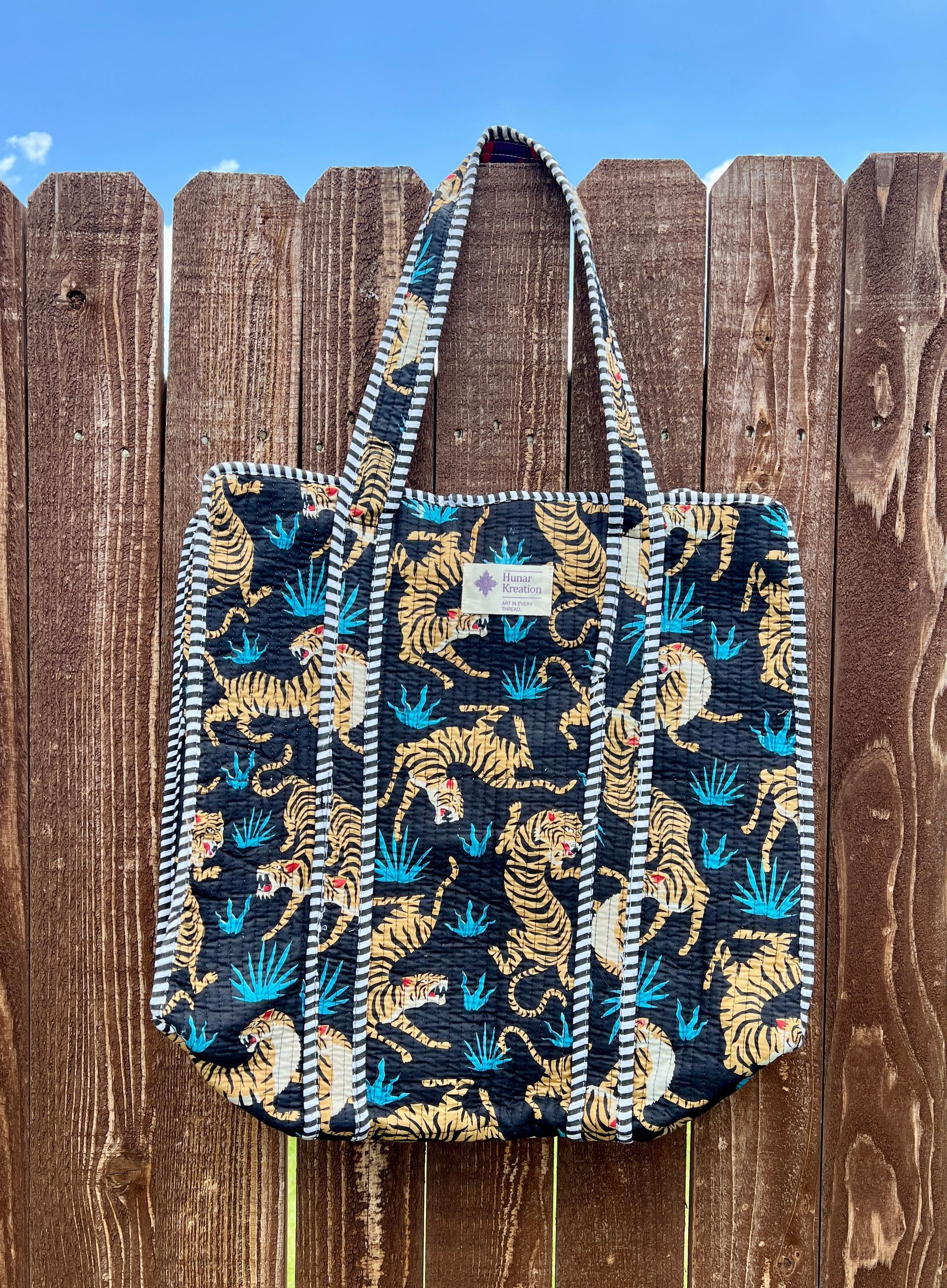 Large - Playful Tiger Tote Bag
