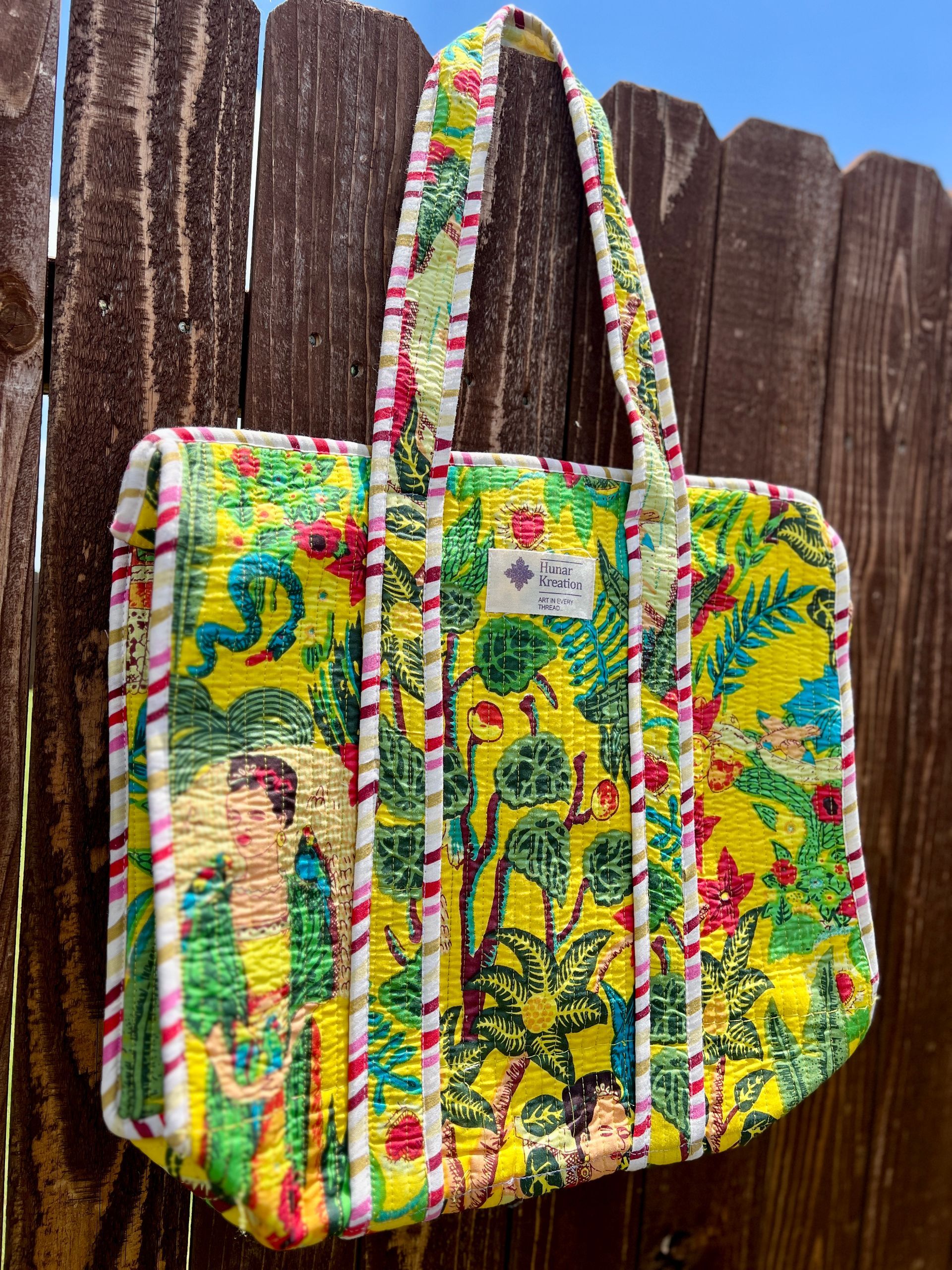 Medium - Lady in Yellow Tote Bag