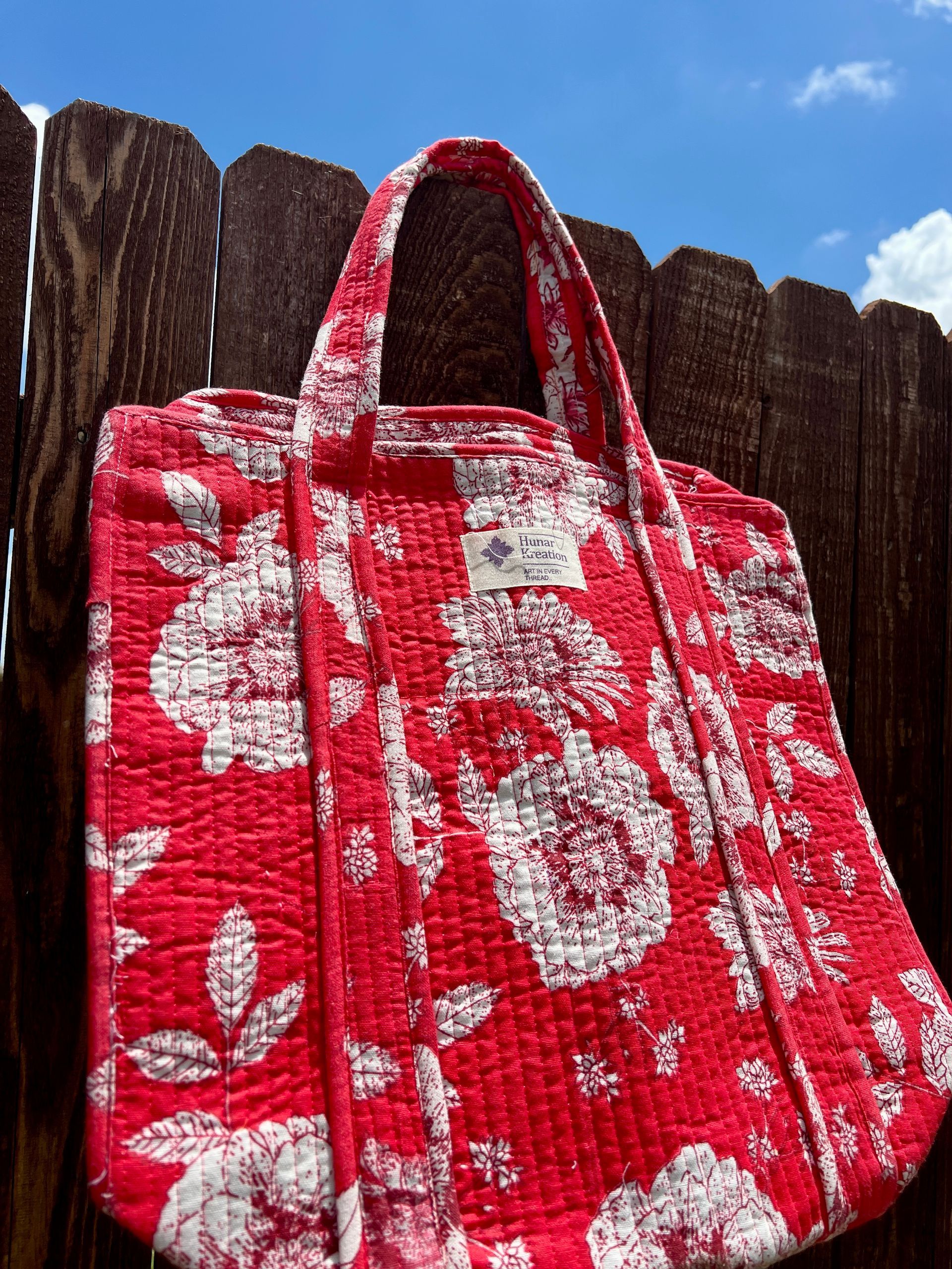 Medium - White Flower Tote Bag