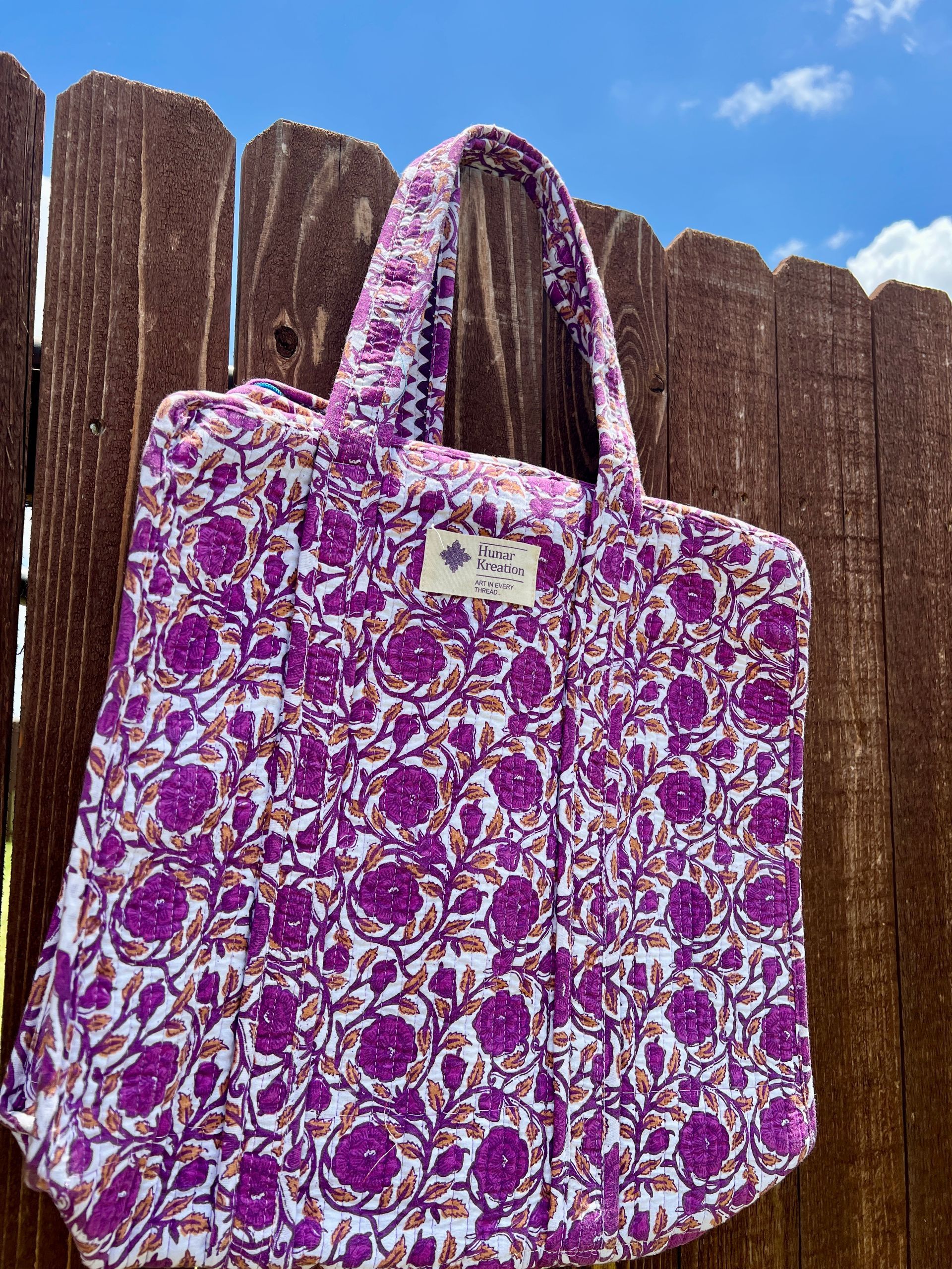 Medium - Purple Flowers Tote Bag