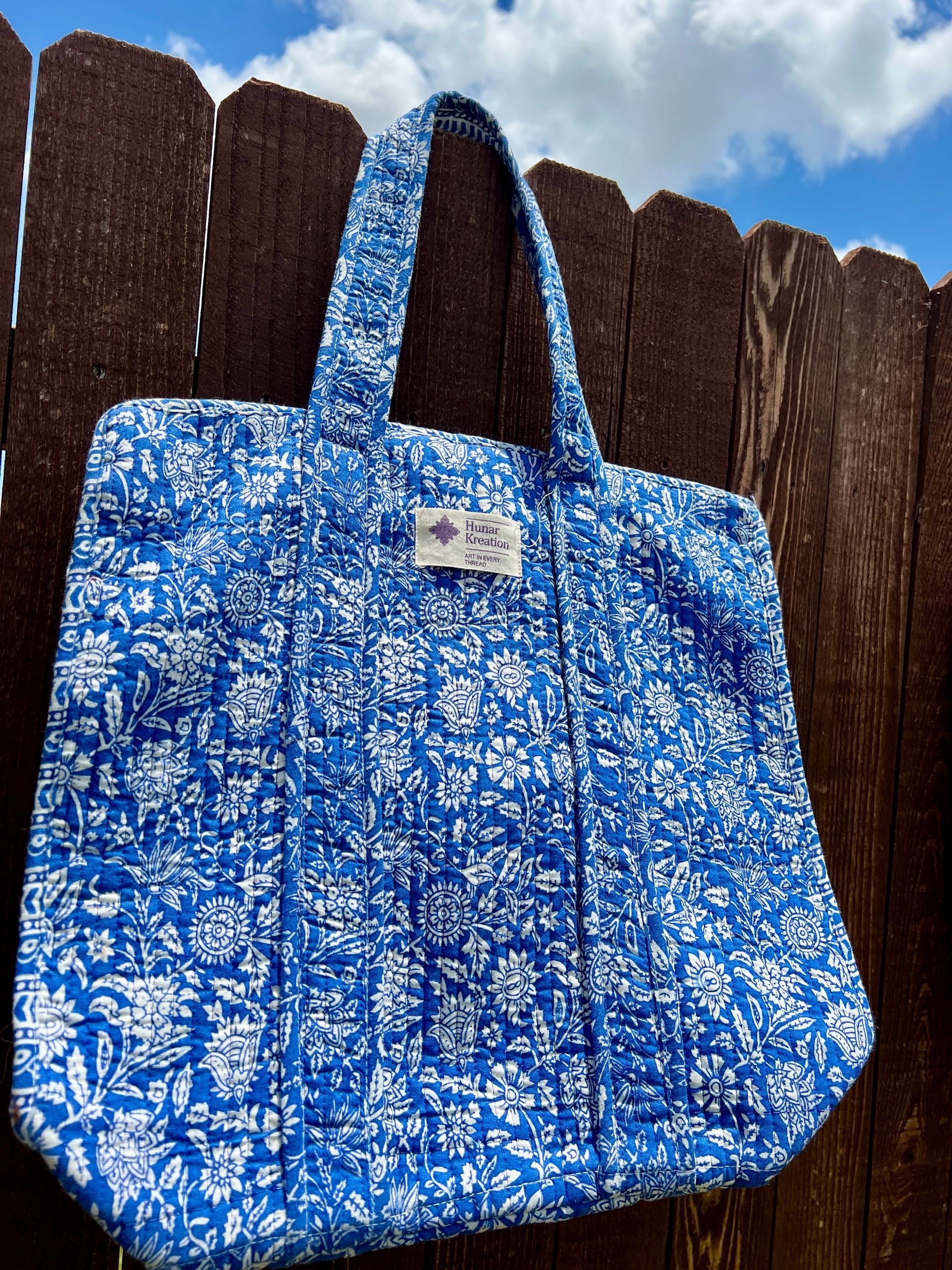 Medium - Blue and White Tote Bag