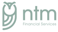 Logo for ntm Financial Services featuring a sage-green owl icon next to the lowercase text 