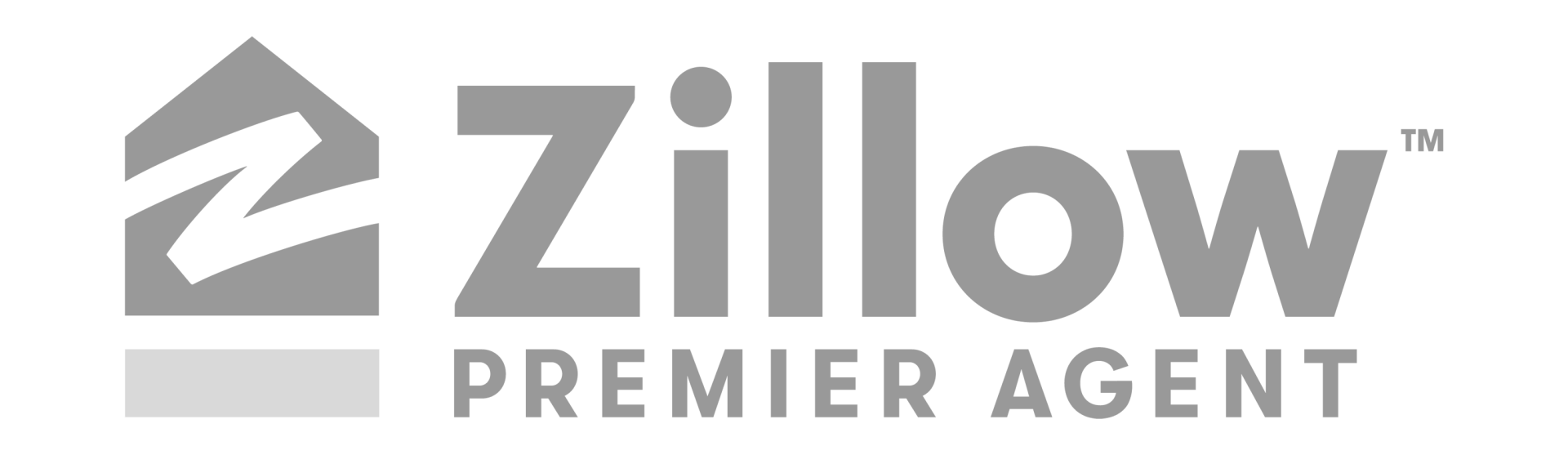 The zillow premier agent logo is black and white.