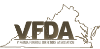 VFDA logo featuring gold letters, a Virginia outline, and 