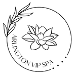 Logo for Arlington VIP Spa: flower and leaves inside a circle.