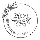 Logo for Arlington VIP Spa: flower and leaves inside a circle.